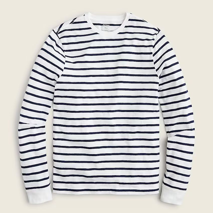 Long-sleeve slub cotton T-shirt in deck stripe | J.Crew US
