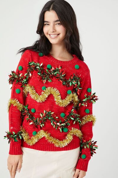 Pom Pom Tinsel Holiday Sweater | Forever 21 | Forever 21 (US)