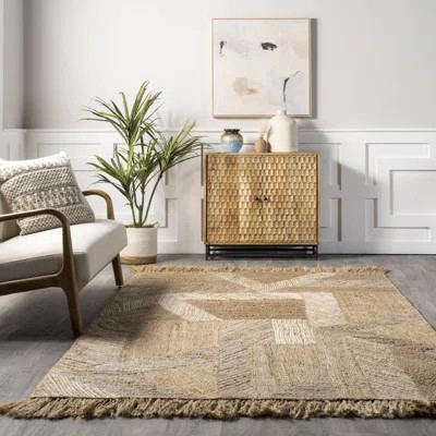 Davina Jute Area Rug for Dining Room Living Room, Natural/Ivory | Wayfair North America