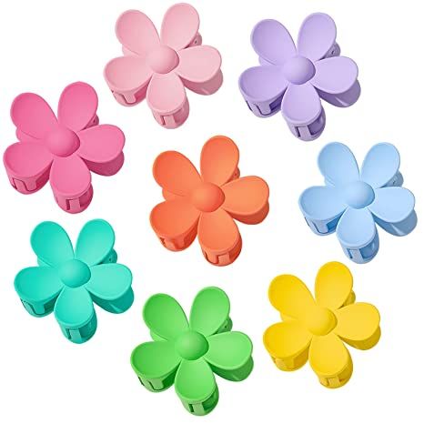 Hair Claw Clips 8PCS Flower Hair Clips for Women and Girls, Strong Hold Matte Claw Flower Shaped ... | Amazon (US)