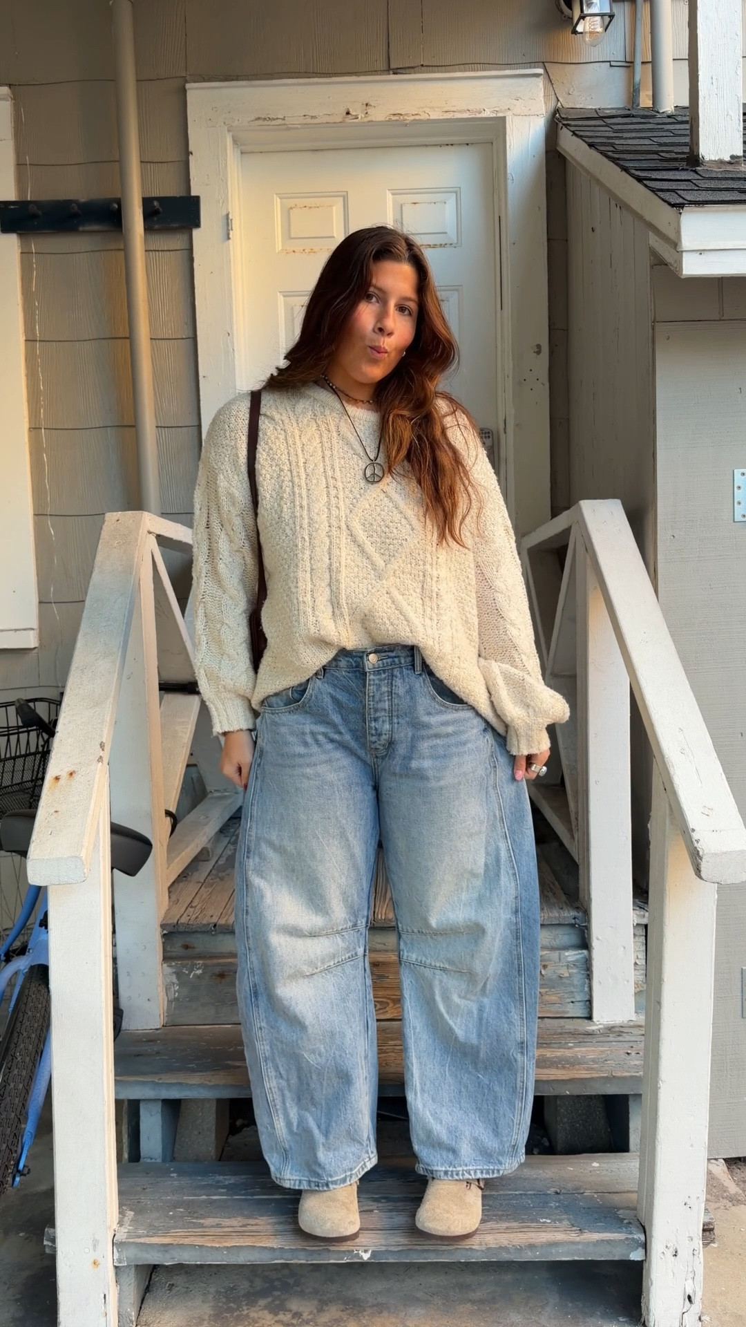code eleanorhross at three bird nest for 20% off! wearing a large in the jeans & medium in the sweater 

#LTKMidsize #LTKootd