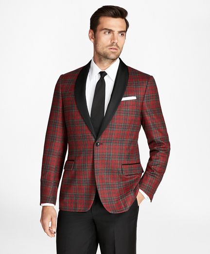 Regent Fit Tartan Tuxedo Jacket Bib-Front Spread Collar Tuxedo Shirt Bib-Front Spread Collar Tuxedo  | Brooks Brothers