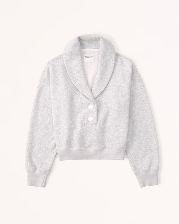 Women's Shawl Collar Henley Sweatshirt | Women's | Abercrombie.com | Abercrombie & Fitch (US)