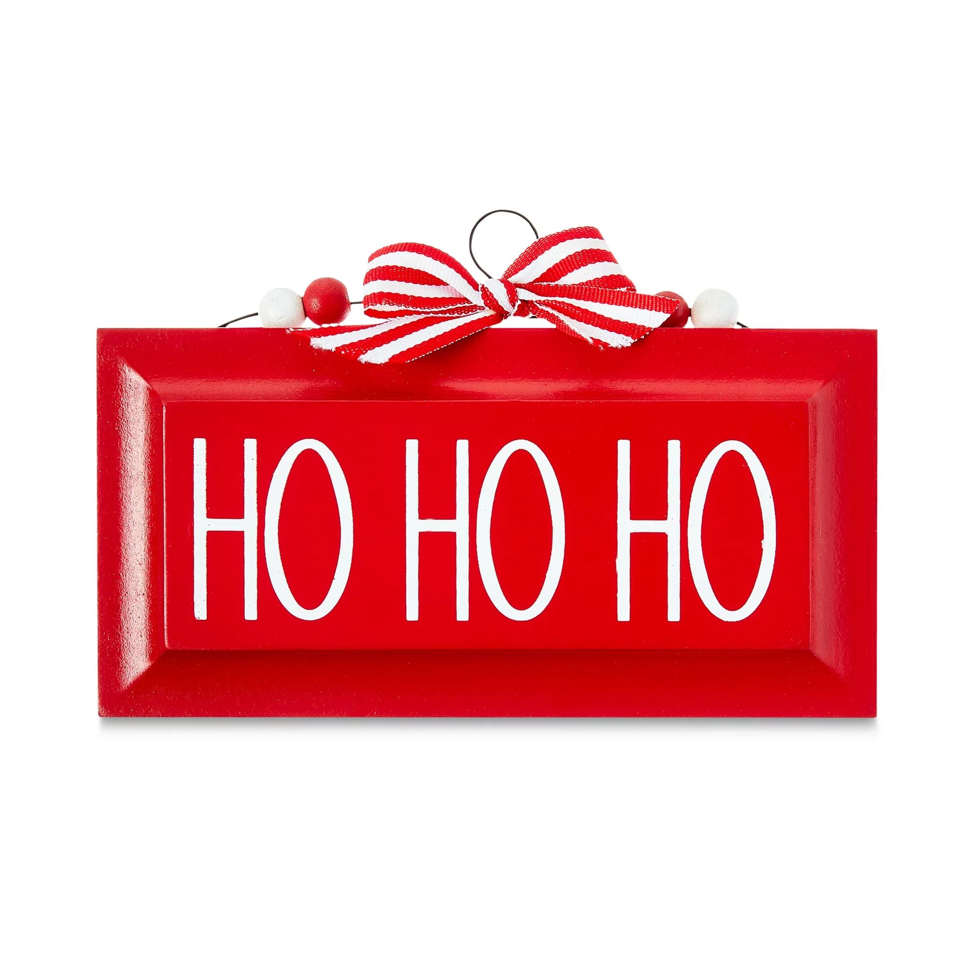 Red & White "Ho Ho Ho" Christmas Hanging Décor, 3.5 in, by Holiday Time | Walmart (US)