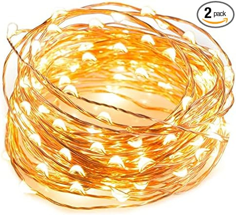 Lihiton Fairy Lights 2 Pack USB Powered String Lights Warm White 16Ft 50 Led Christmas Lights Fai... | Amazon (US)