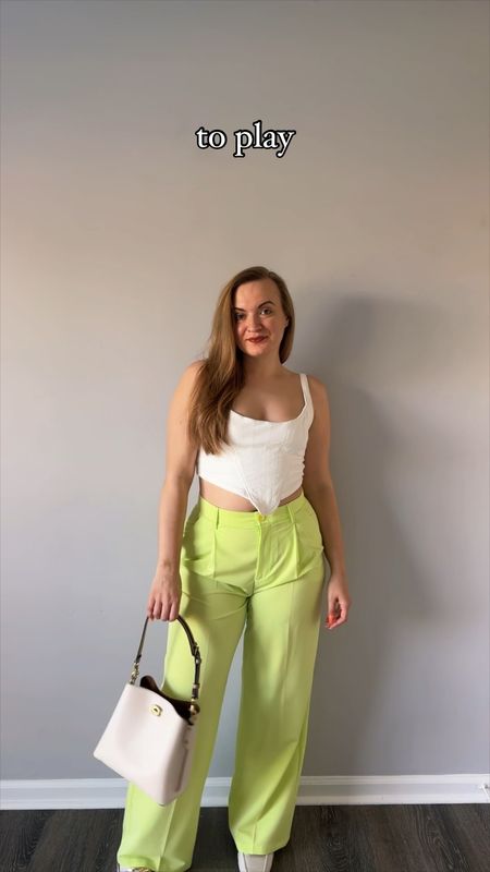 Spring outfit
Bright colors outfit
Date night outfit
Work outfit 
Green pants 

#LTKstyletip #LTKworkwear #LTKVideo