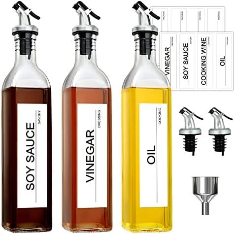 GMISUN Olive Oil Dispenser Bottle, Oil and Vinegar Cruet Set with 17oz/500ml Cooking Oil Containe... | Amazon (US)