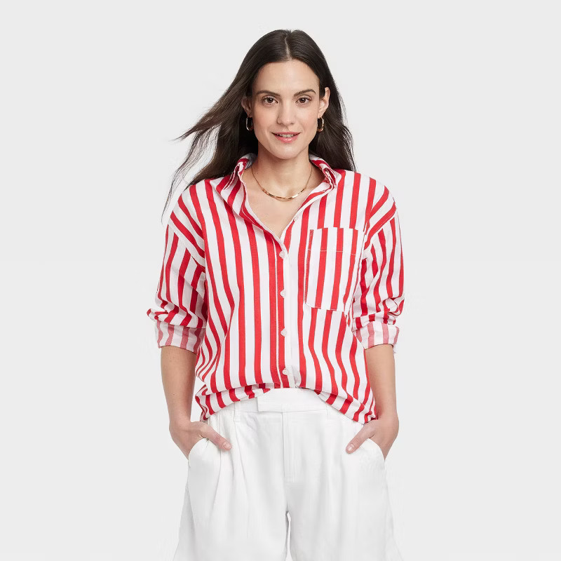 Women's Long Sleeve Oversized Button-Down Shirt - A New Day™ | Target