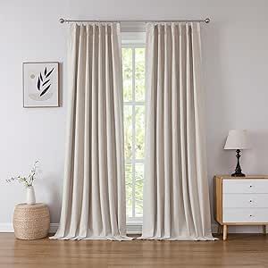 Natural Pinch Pleated Drapes,Blackout and Thermal Insulated Noise Reducing Pleated Curtains for B... | Amazon (US)