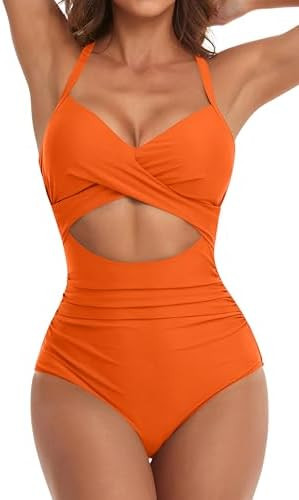 Eomenie Women's One Piece Swimsuits Tummy Control Cutout High Waisted Bathing Suit Wrap Tie Back ... | Amazon (US)