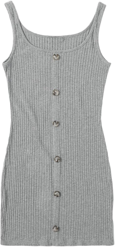 MakeMeChic Women's Solid Sleeveless Rib Knit Slim Fit Bodycon Mini Cami Dress | Amazon (US)
