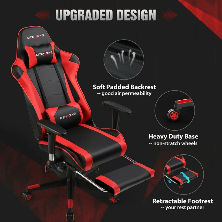 GTRACING Gaming Chair Office Chair PU Leather with Footrest & Adjustable Headrest for Adults and ... | Walmart (US)