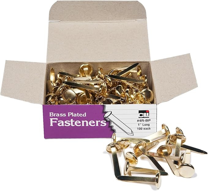 Charles Leonard Fasteners, Round Head, Brass Plated, 1 Inch Shank, 10 MM Head, 100-Pack (4R-BP) | Amazon (US)