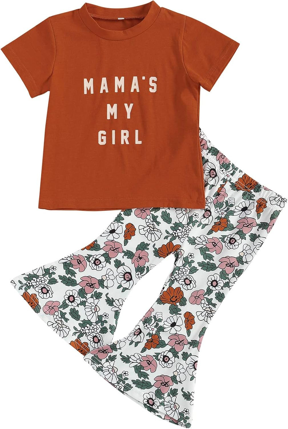 Kids Little Baby Girls Summer Bell Bottom Pants Sets 2Pcs Short Sleeve Top Floral Flare Trousers ... | Amazon (US)
