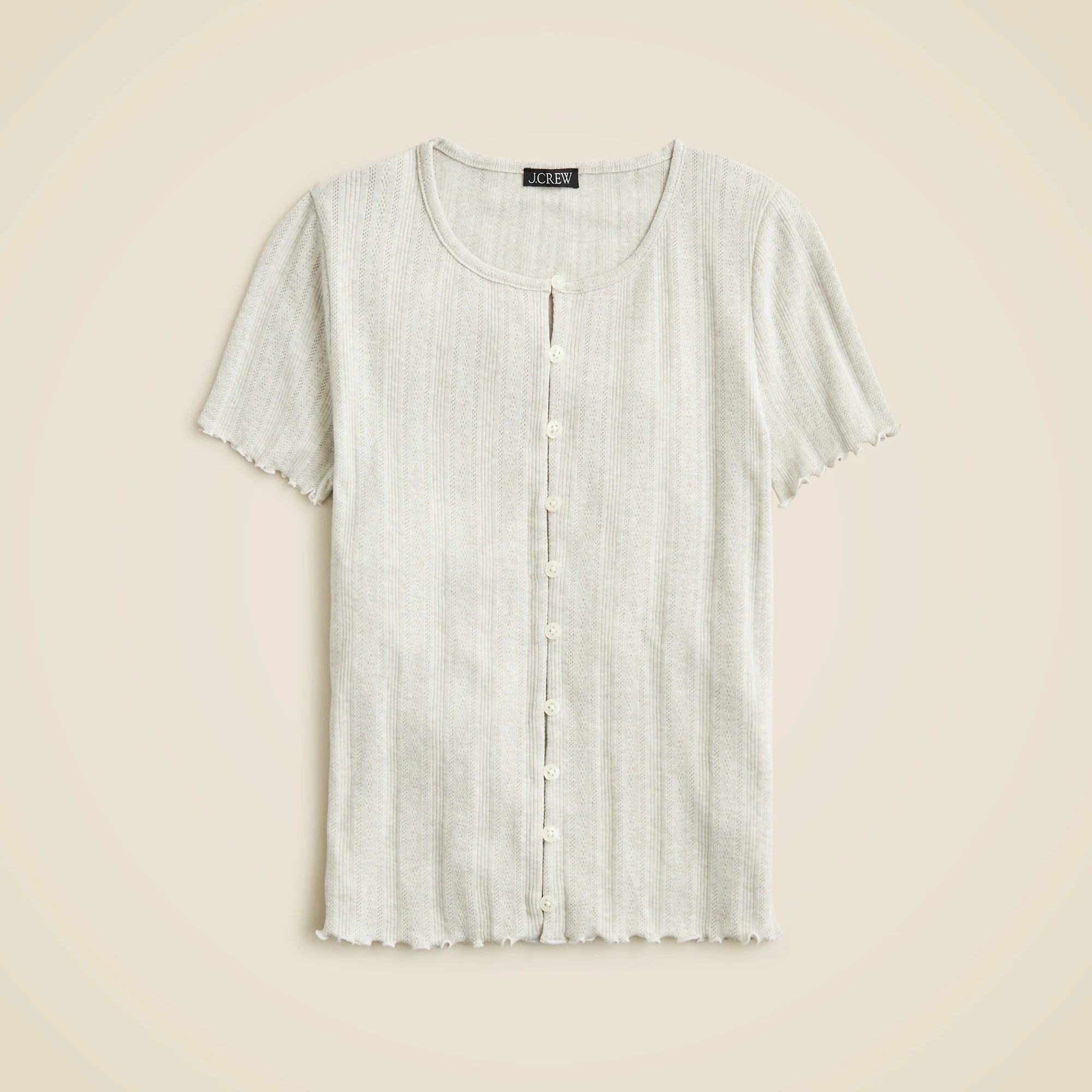 Pointelle short-sleeve knit cardigan | J. Crew US