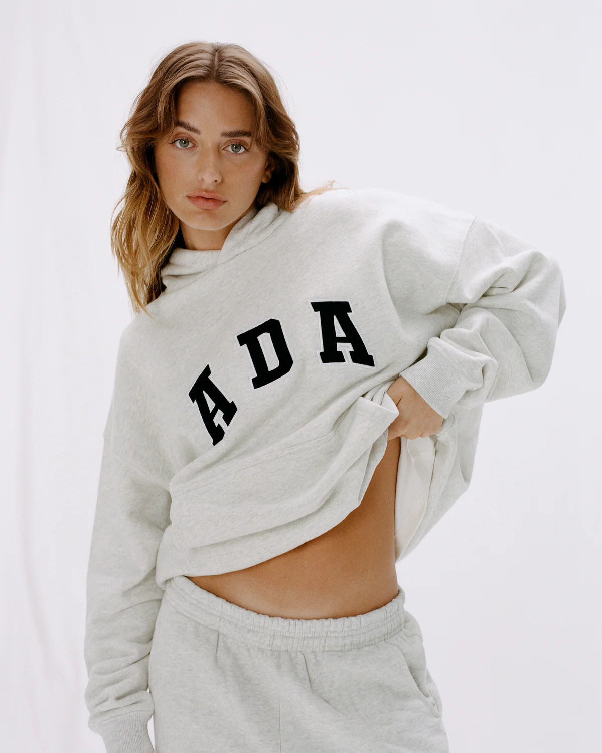 ADA Oversized Hoodie - Light Grey Melange | Adanola UK
