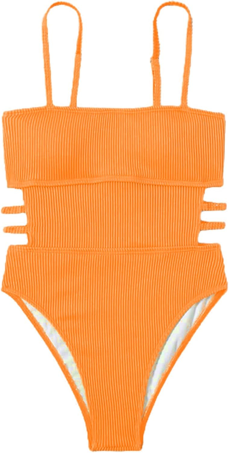 Hilinker Women's Ribbed One Piece Swimwear Cutout Tummy Control Bathing Suit | Amazon (US)
