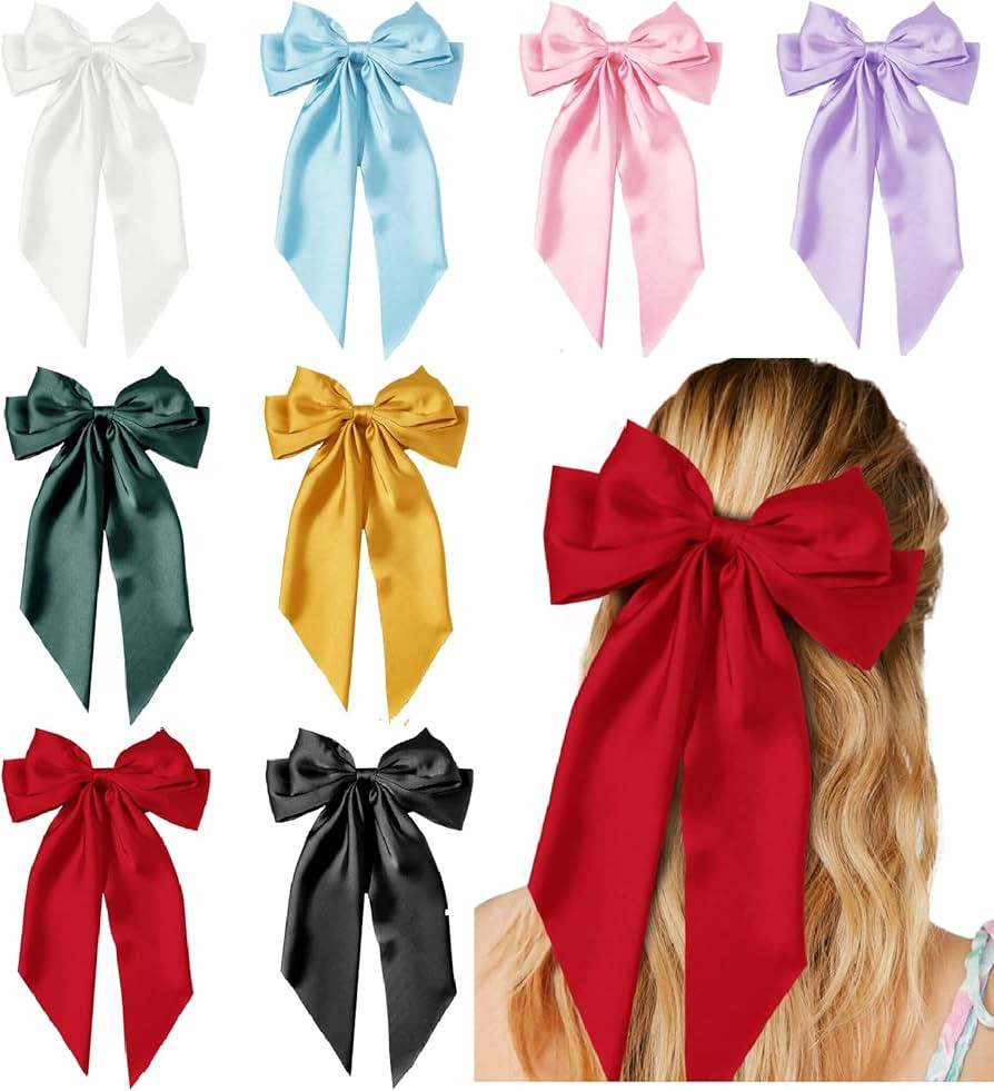 Hair Bows for Women Girls 8 PCS Hair Ribbon Bow Hair Clips with Long Tails Vintage Hair Accessori... | Amazon (US)