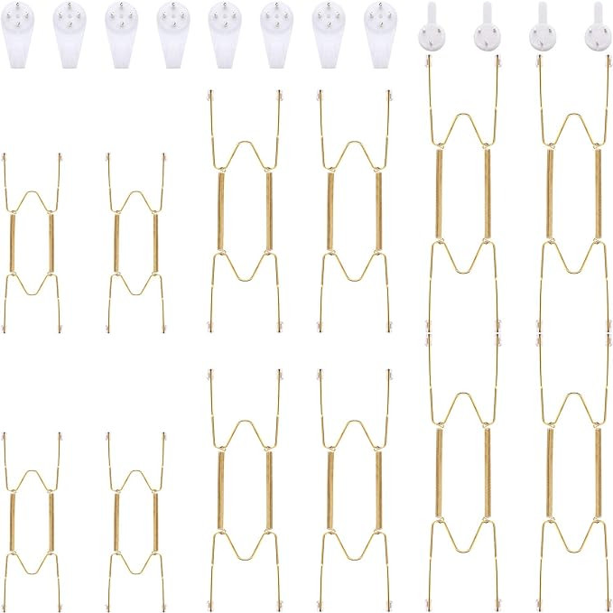 12 Pieces Invisible Plate Hangers Wall Plate Hangers Stainless Steel Decorative Wire Plate Hanger... | Amazon (US)