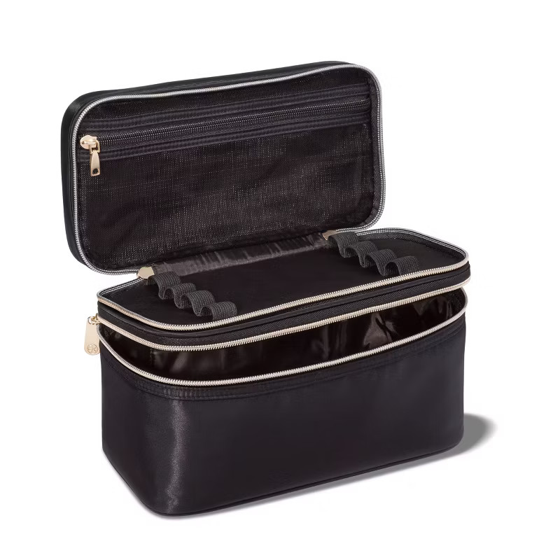 Sonia Kashuk™ Double Zip Train Case Makeup Bag  - Black | Target