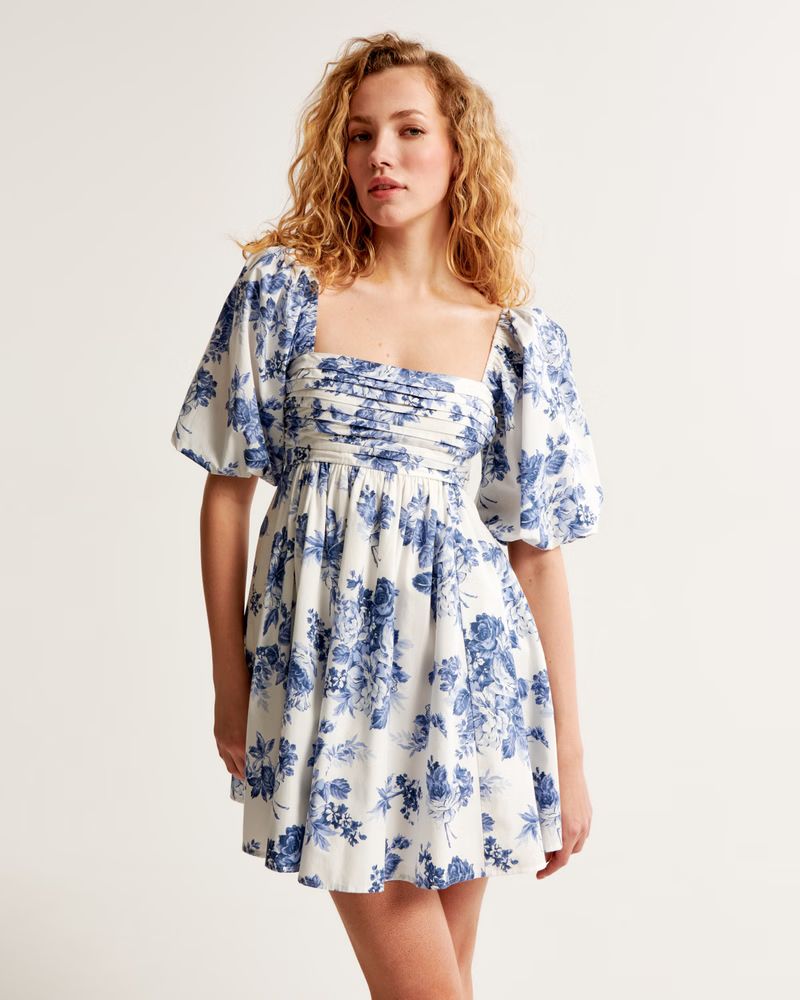 Women's Emerson Poplin Puff Sleeve Mini Dress | Women's Dresses & Jumpsuits | Abercrombie.com | Abercrombie & Fitch (UK)