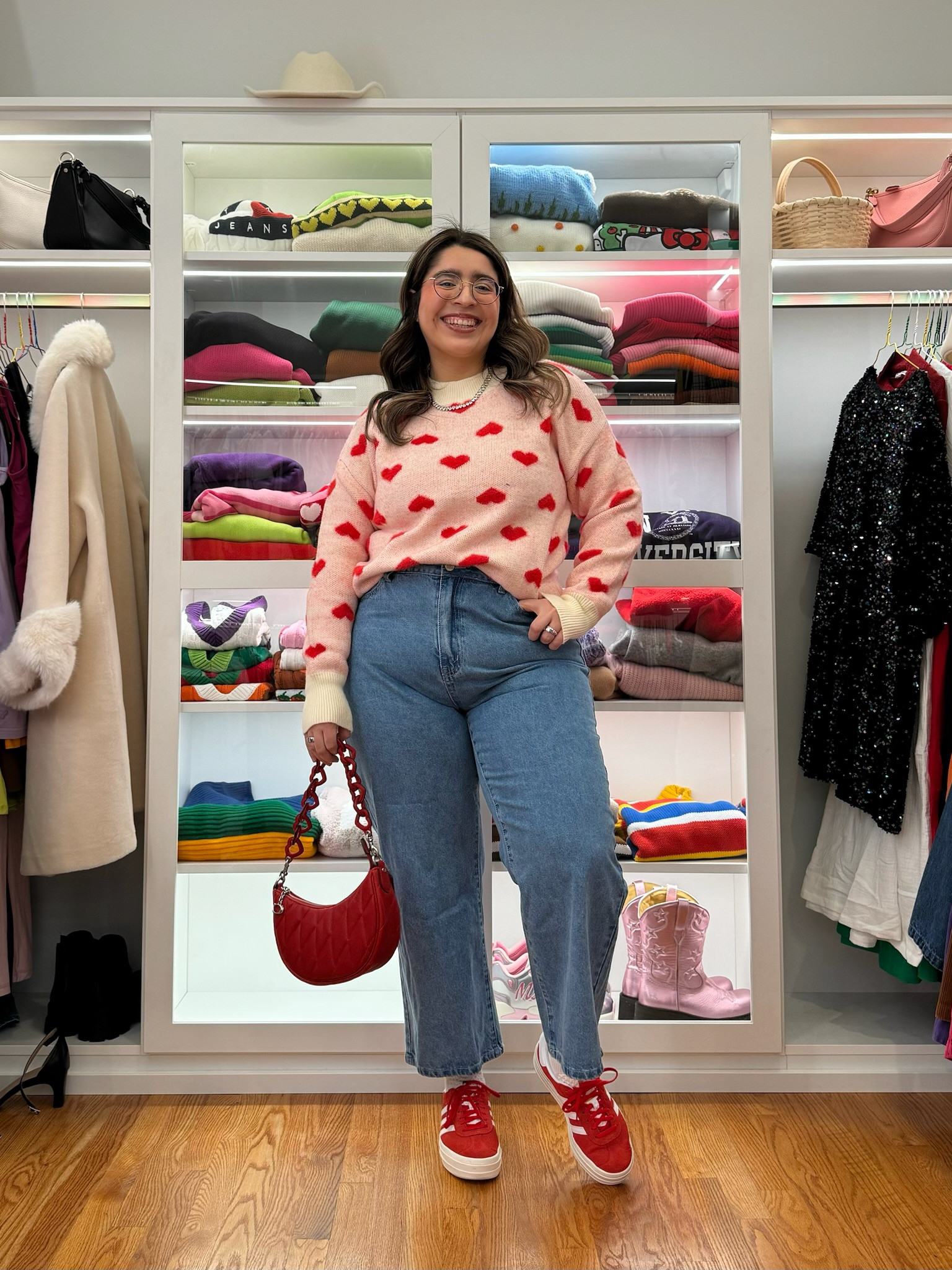 Valentine’s Day outfit idea 🥰❤️

Midsize style - Heart sweater - Valentine’s Day sweater - Amazon finds - adidas gazelles - midsize fashion 

#LTKmidsize #LTKstyletip
