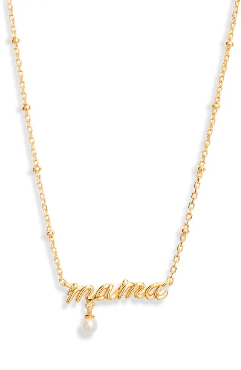 Mama Freshwater Pearl Script Pendant Necklace | Nordstrom