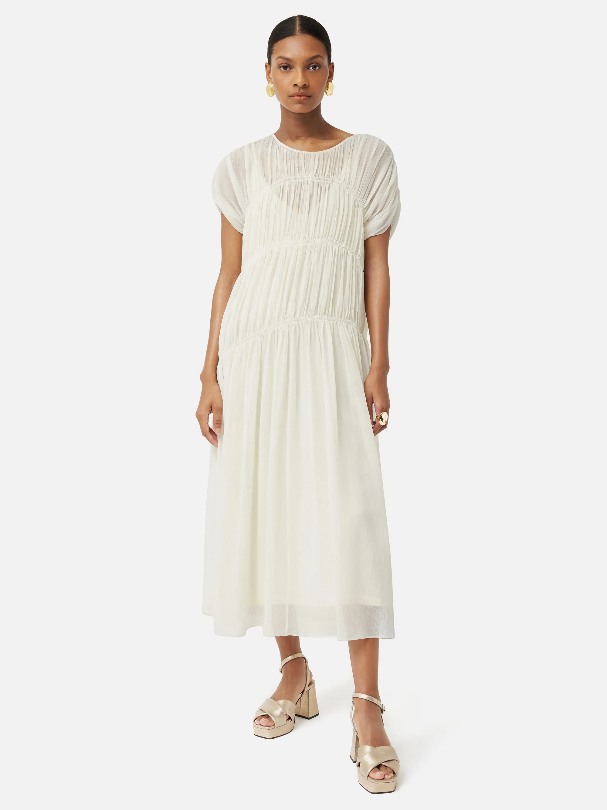 Gauze Viscose Ruched Dress | Jigsaw (UK)