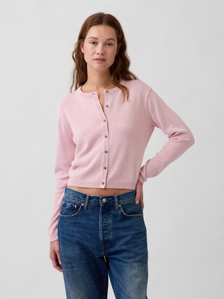 100% Cotton Relaxed Crop Cardigan Sweater | Gap (CA)