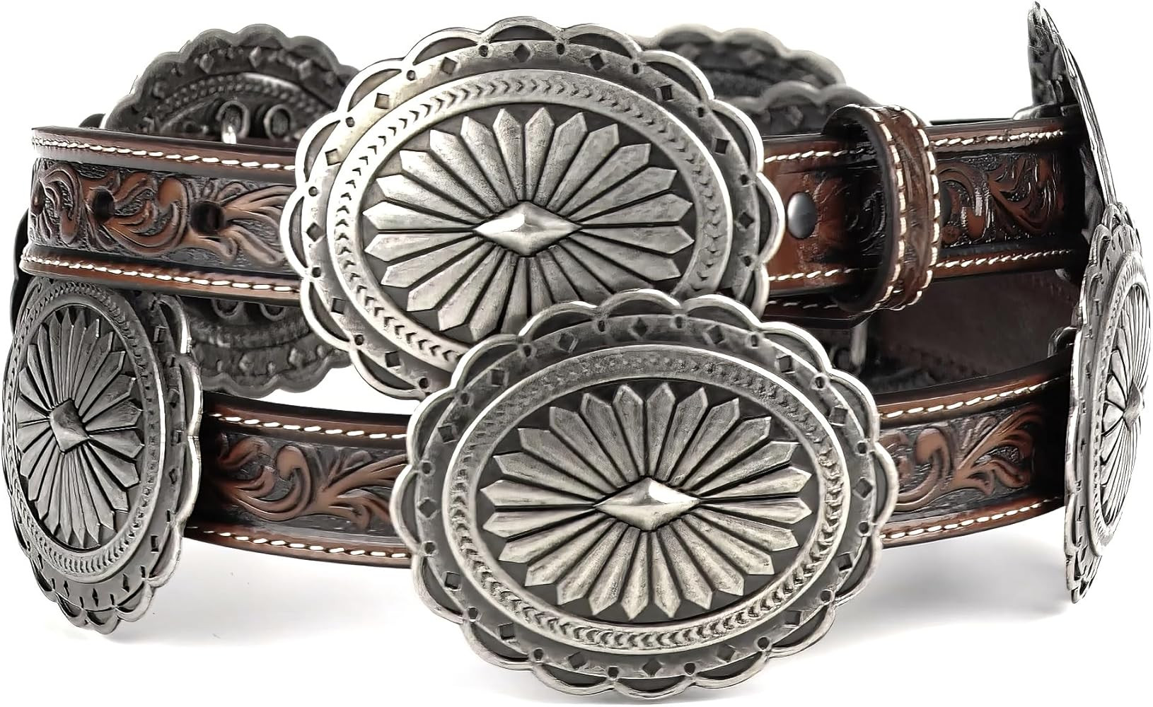 ARIAT APPAREL_BELT ARIAT Women's Tooled Leather Concho Belt, Large | Amazon (US)