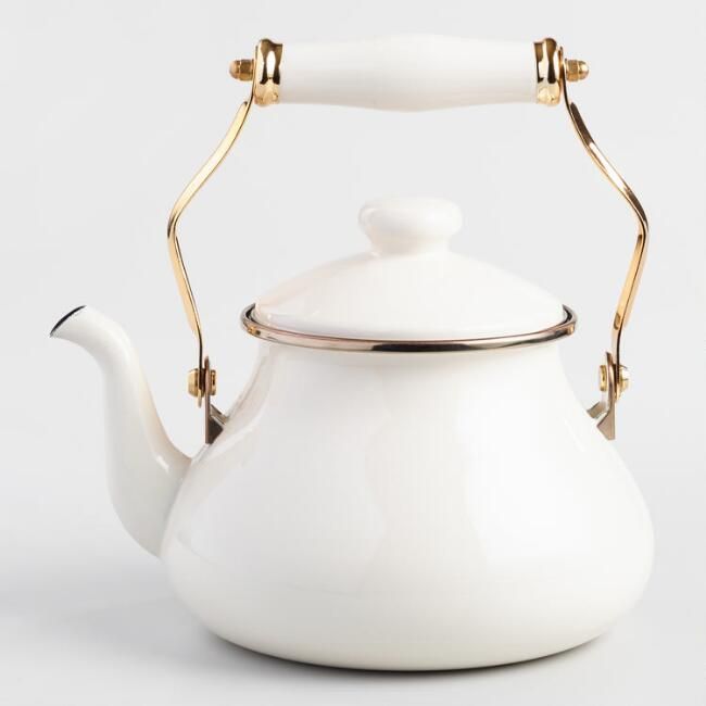 Ivory Enamel Tea Kettle | World Market