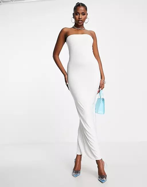 Femme Luxe bandeau tube bodycon midaxi dress in white | ASOS (Global)