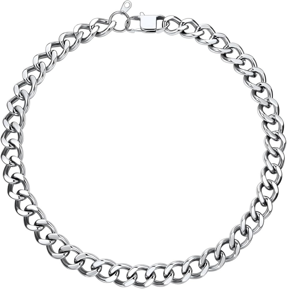 U7 Chunky Cuban Link Chain for Women, Stainless Steel Chain Necklace, Dainty 14K Gold/Silver Thic... | Amazon (US)