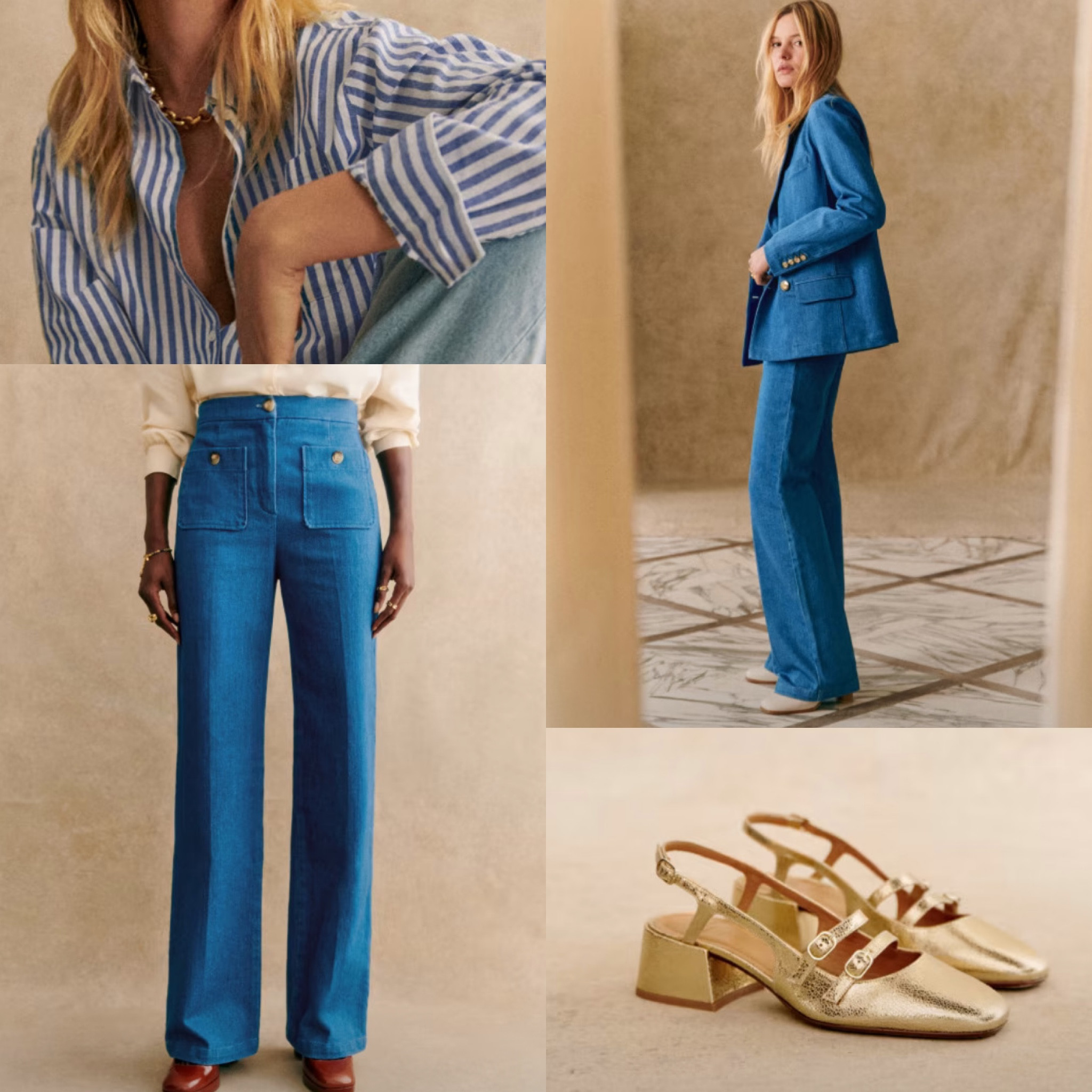Denim, suit, gold heels, striped button up, work pants, ootd

#LTKworkwear #LTKstyletip #LTKshoecrush