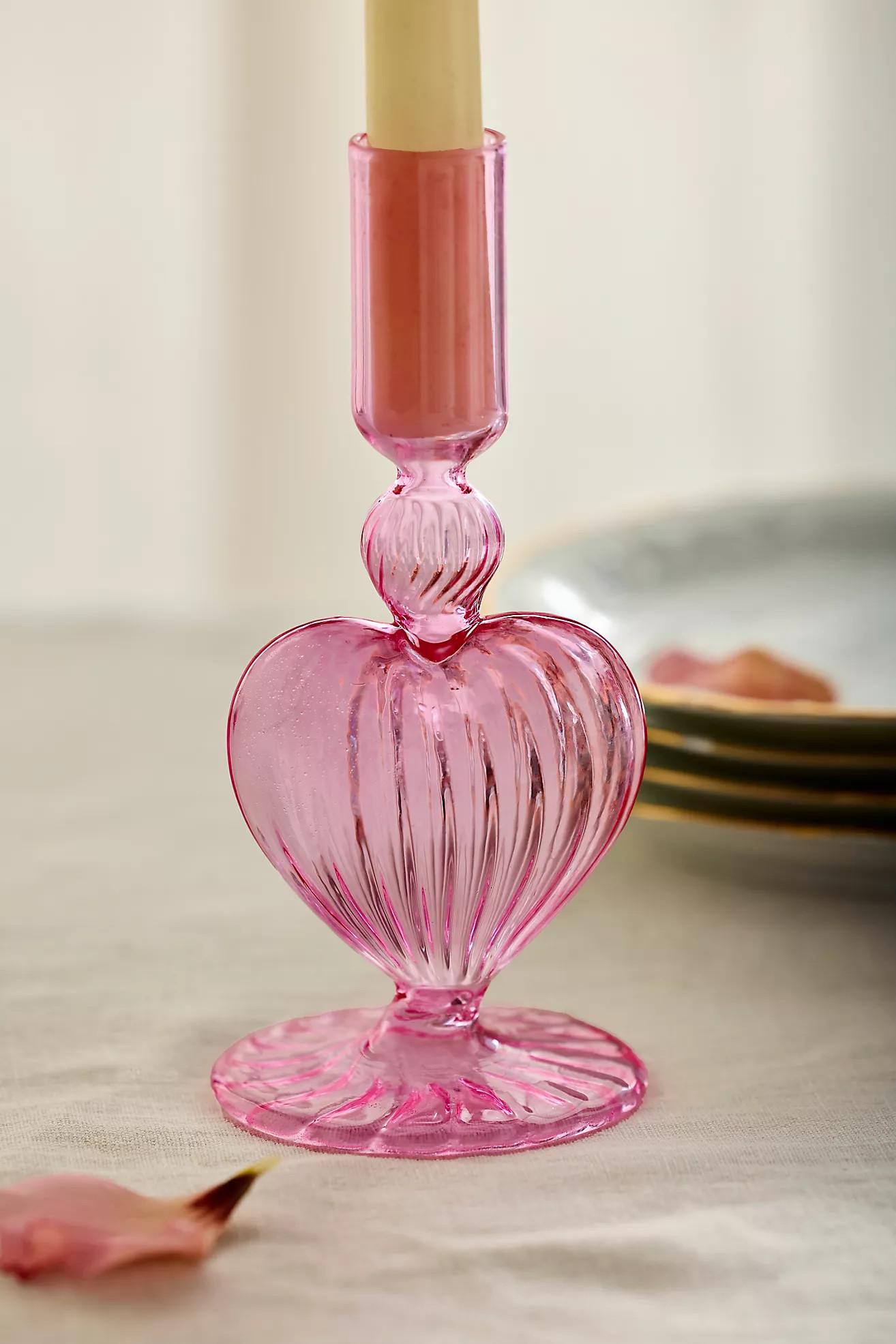 Heart Glass Taper Holder | Anthropologie (US)