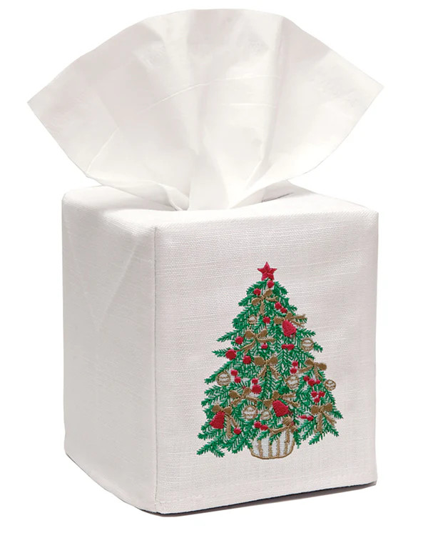 Tissue Box Cover, Linen Cotton - Christmas Tree | Jacaranda Living