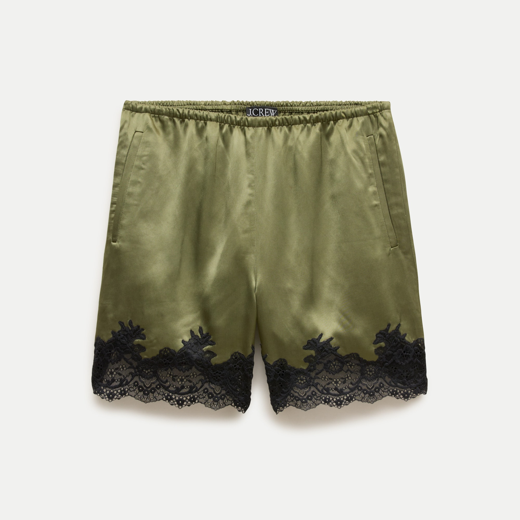 Lace-trim short in luster charmeuse | J. Crew US