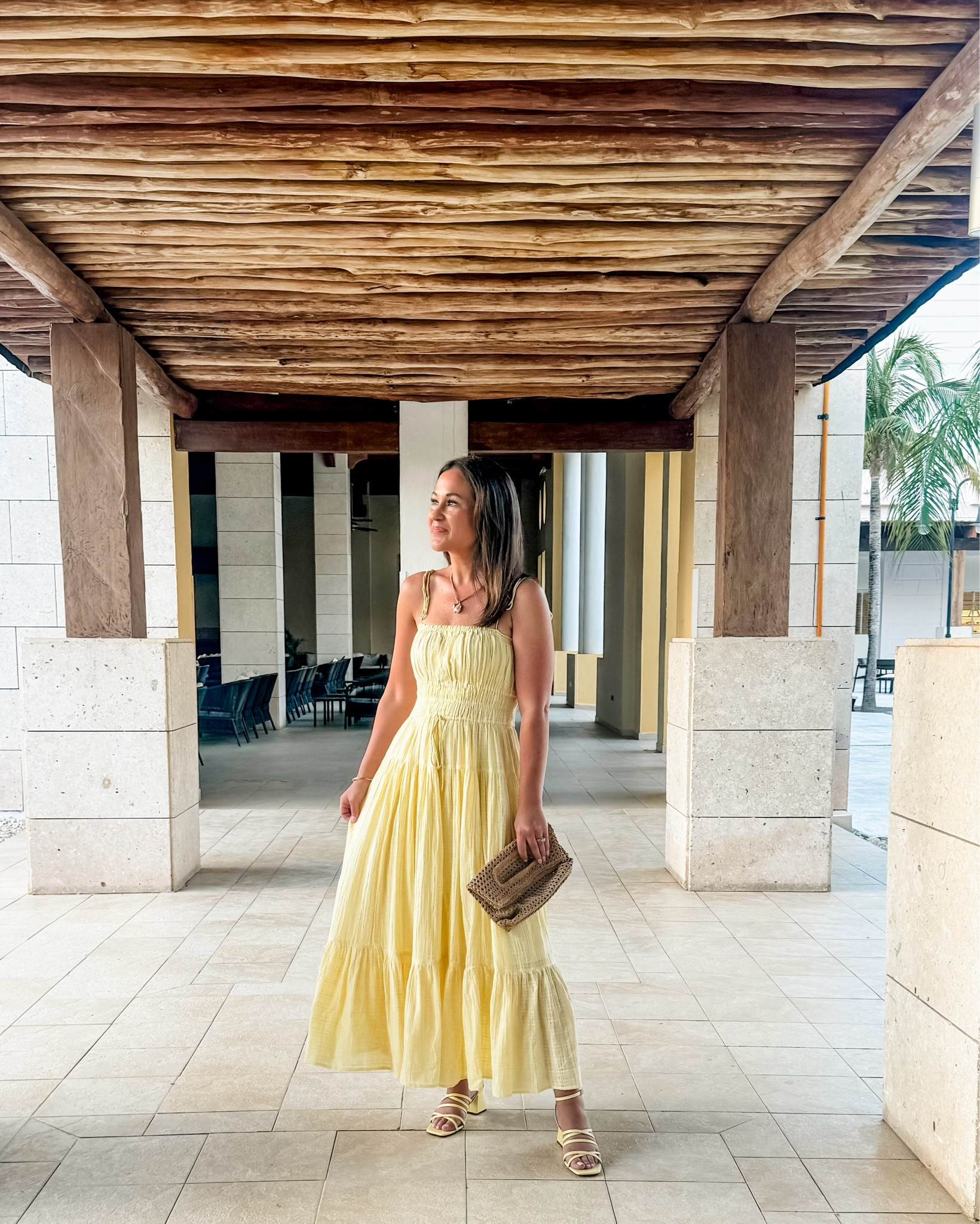 Loving this lightweight dreamy yellow dress from jcrew- wearing an xs - yellow sandals are super comfortable too with the perfect heel height. Add a raffia style bag and you are ready to go! All items linked here - summer dress look - vacation outfits - beach dresses - casual summer wedding guest dress look 
Lemon swimsuit is supportive with good coverage - wearing a size 4 
#LTKTravel #LTKOver40 #LTKStyleTip

#LTKSwim #LTKSaleAlert #LTKTravel