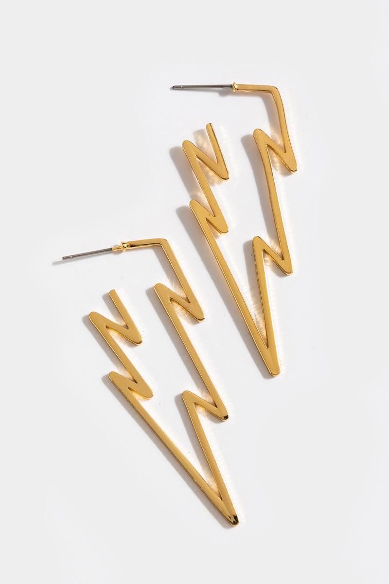 Zandra Lightning Bolt Hoops | Francesca’s Collections