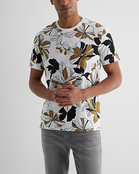 Floral Print Perfect Pima Cotton T-Shirt | Express