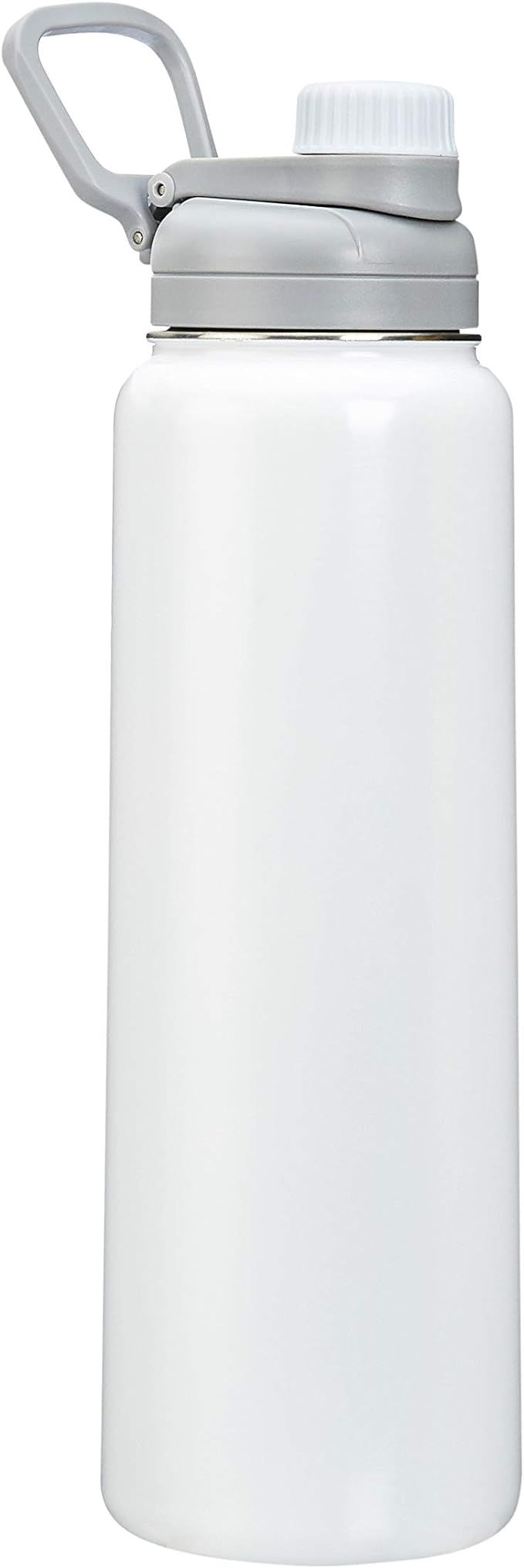 Amazon Basics Stainless Steel Insulated Water Bottle with Spout Lid – 30-Ounce, White | Amazon (US)