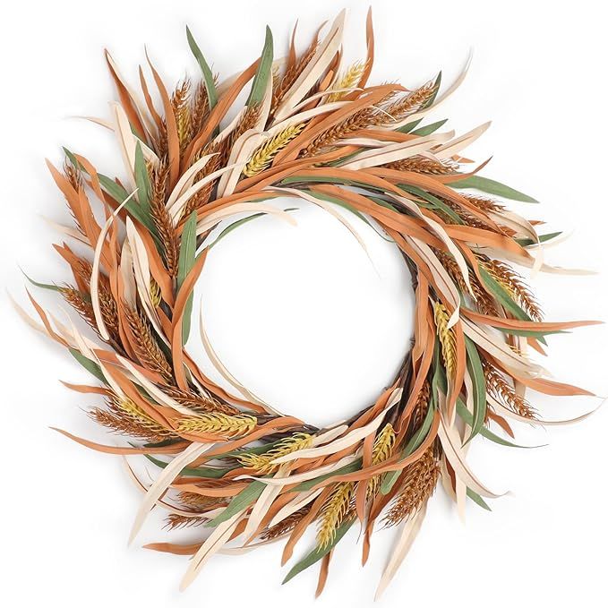 Fall Wheat Wreath for Front Door, Farmhouse Harvest Door Wreath, Fall Decoration for Thanksgiving... | Amazon (US)