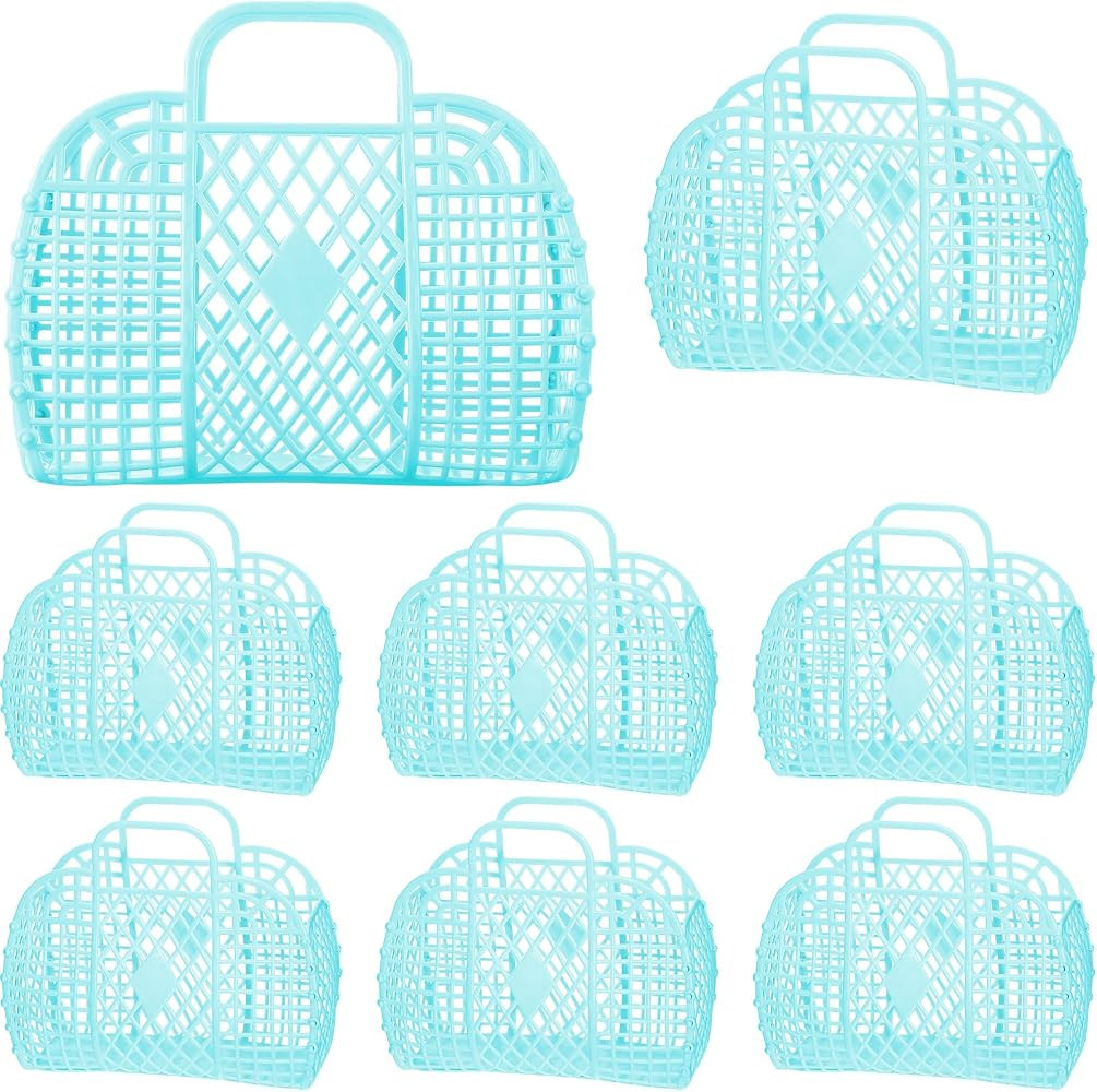 Tatuo 8 Pcs Jelly Bags Bulk Jelly Purse Plastic Basket Party Favor Beach Handbags Easter Egg Bask... | Amazon (US)