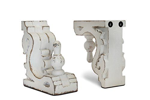 White Bookends or Sconces, Large ( Corbel, Shelf Brackets ) | by Urban Legacy (With Stem) | Amazon (US)