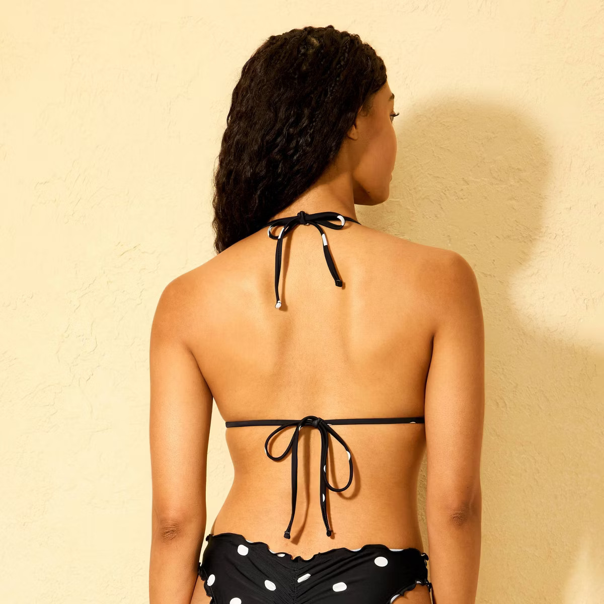 Women's Polka Dot Ruffle Triangle Bikini Top - Shade & Shore™ Black S | Target