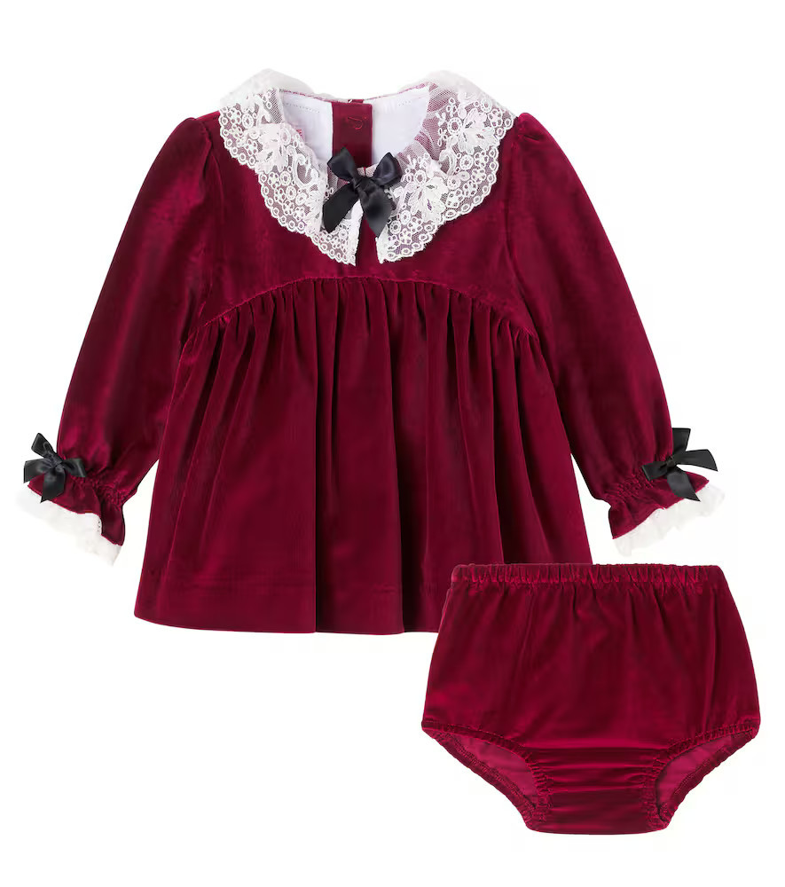 La Coqueta Baby lace-trimmed velvet dress and bloomers set | Mytheresa (US/CA)