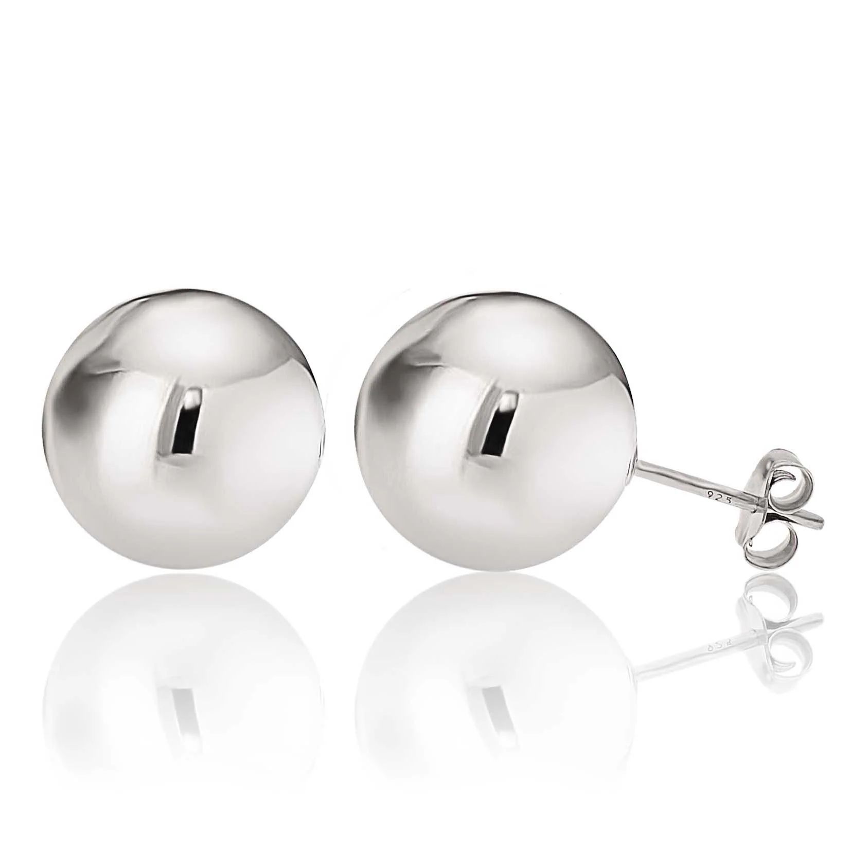 14mm Ball Stud Earrings Silver Sterling Polished | Walmart (US)