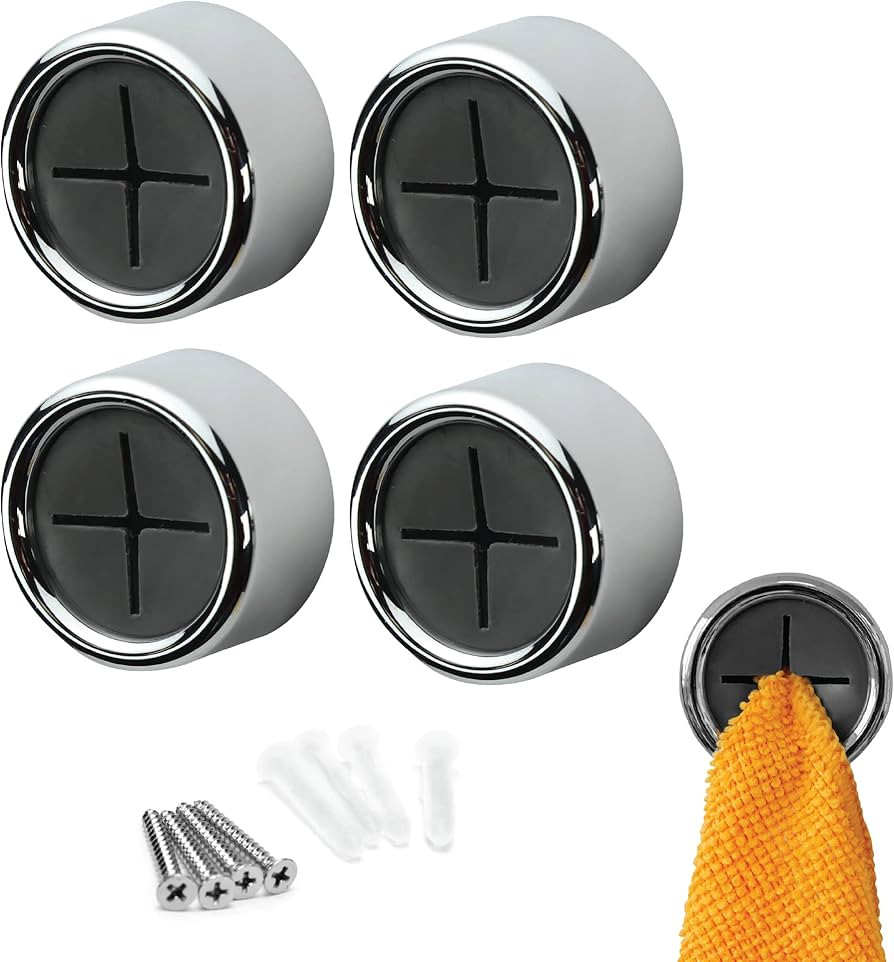 Amazon.com: S&T INC. Round Adhesive Push Towel Hooks for Kitchen, Hand and Dish Towels, Grey, 4 P... | Amazon (US)