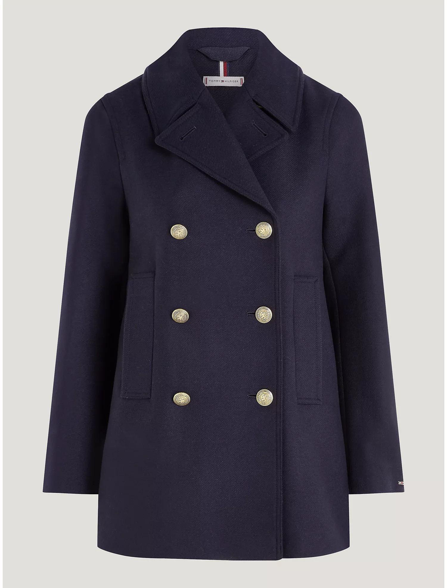 Solid Wool Blend Peacoat | Tommy Hilfiger | Tommy Hilfiger (US)
