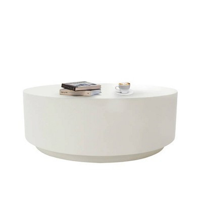 Envelor Elementi Outdoor Round Concrete Coffee Table White: All-Weather, Glass-Reinforced, No Assembly Required | Target